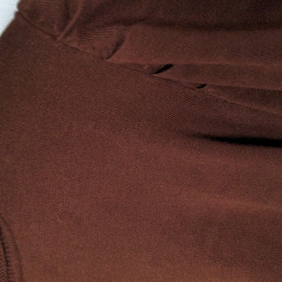 Brown Turtleneck Size Large with Pleated Details on Shoulders - Picture 2 of 3